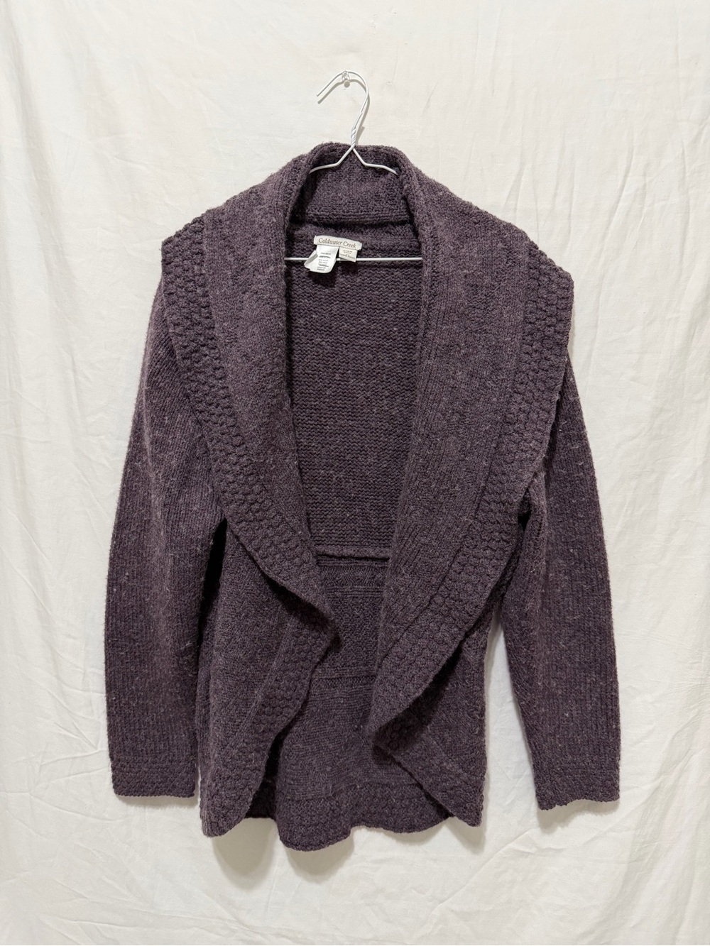 Coldwater Creek Purple Cardigan Wool Blend Cozy Shawl Fall Wardrobe Size 2X